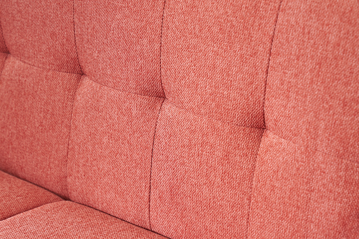 Canap� scandinave 2 places en tissu effet velours textur� terracotta et bois clair MOON