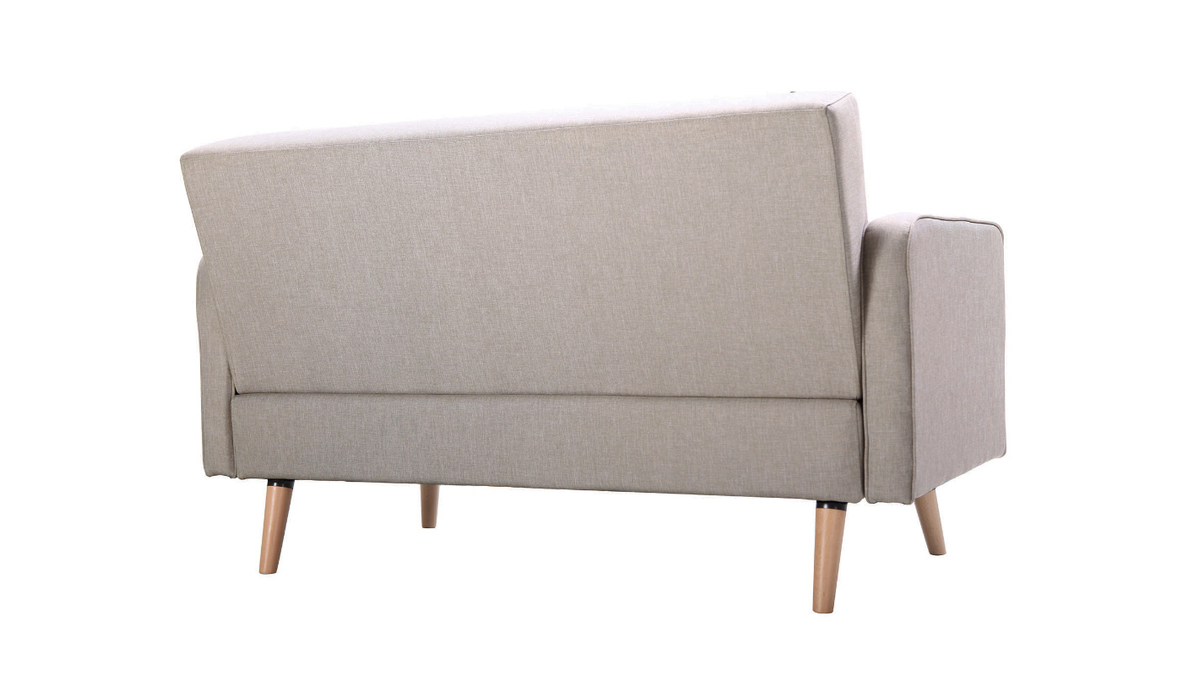 Canap scandinave 2 places en tissu grge et bois clair ULLA