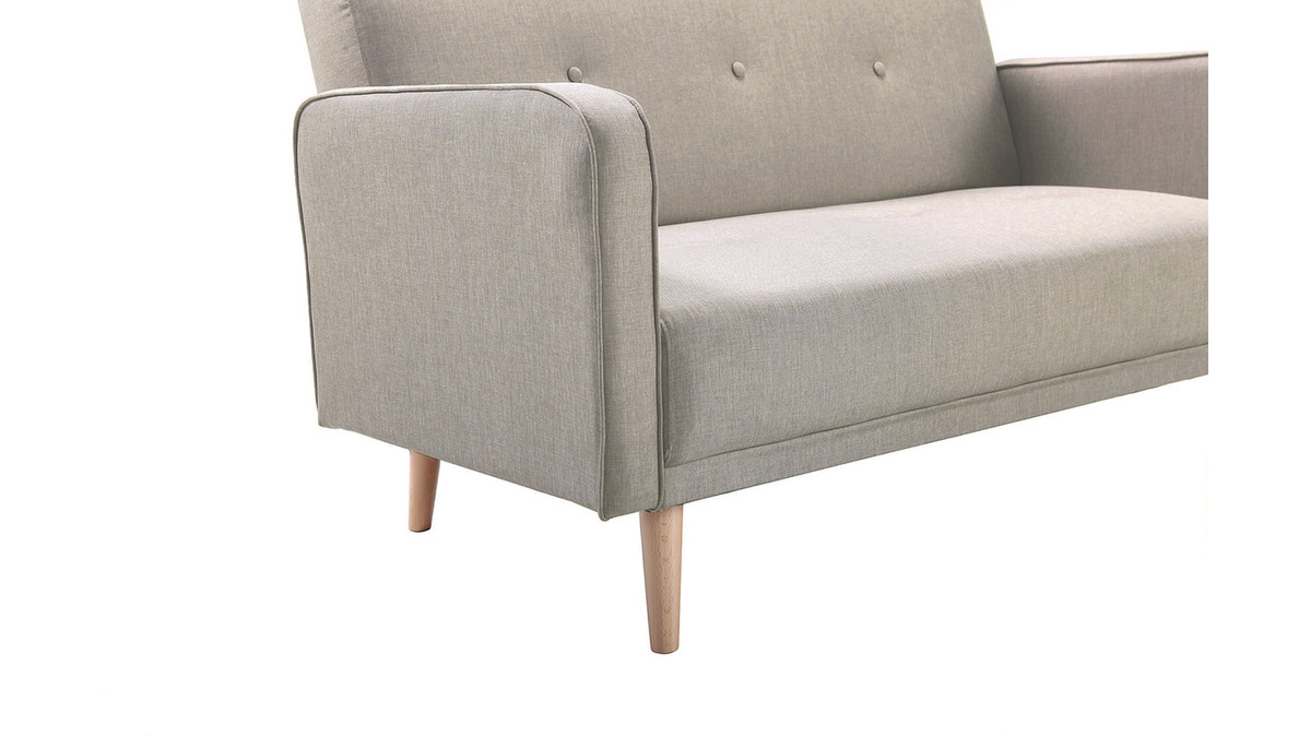 Canap scandinave 2 places en tissu grge et bois clair ULLA