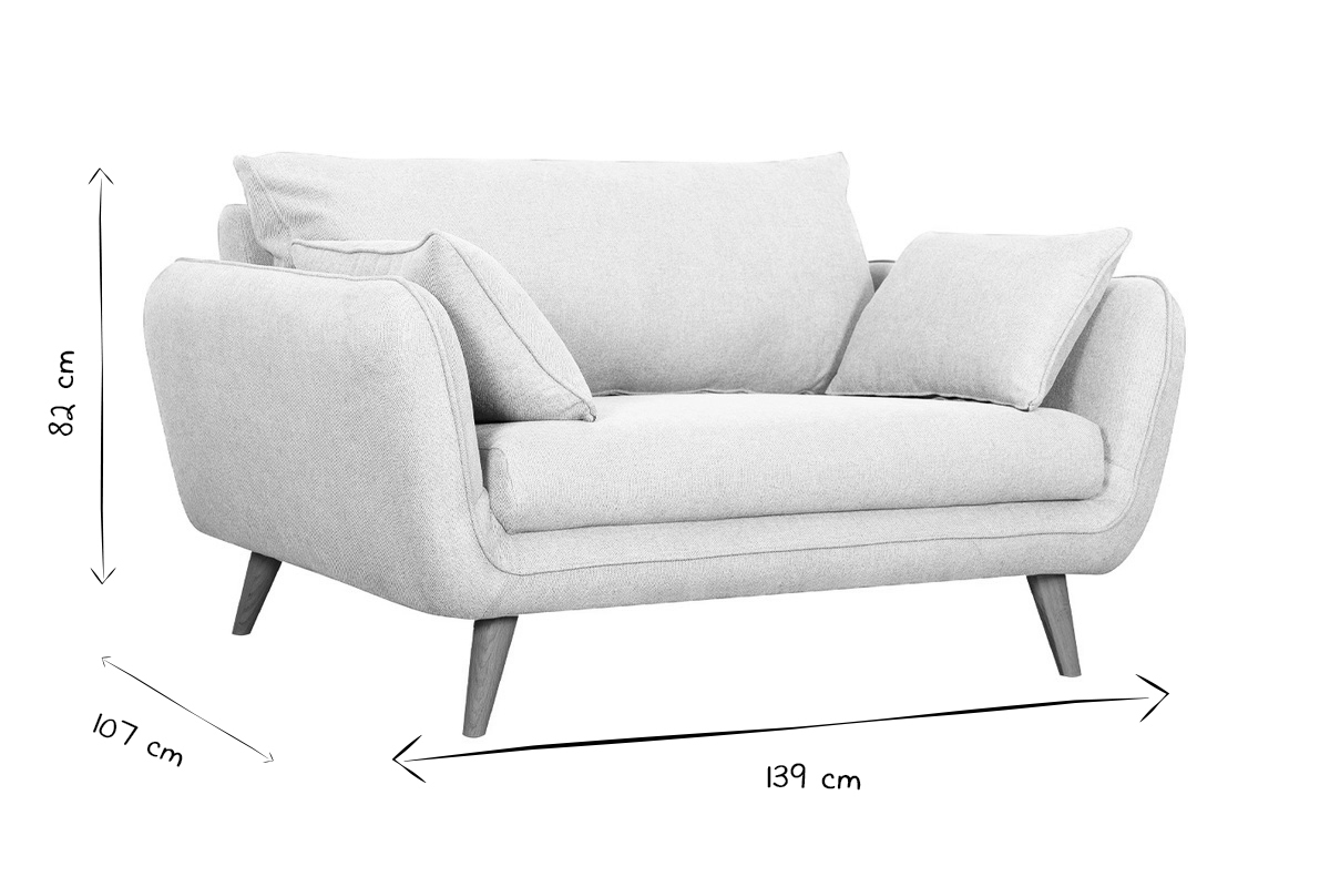 Canap scandinave 2 places en tissu gris anthracite et bois clair CREEP
