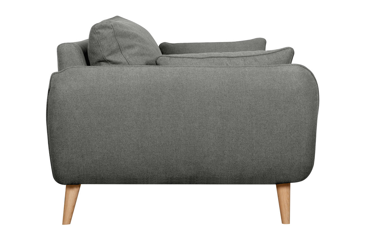 Canap scandinave 2 places en tissu gris anthracite et bois clair CREEP