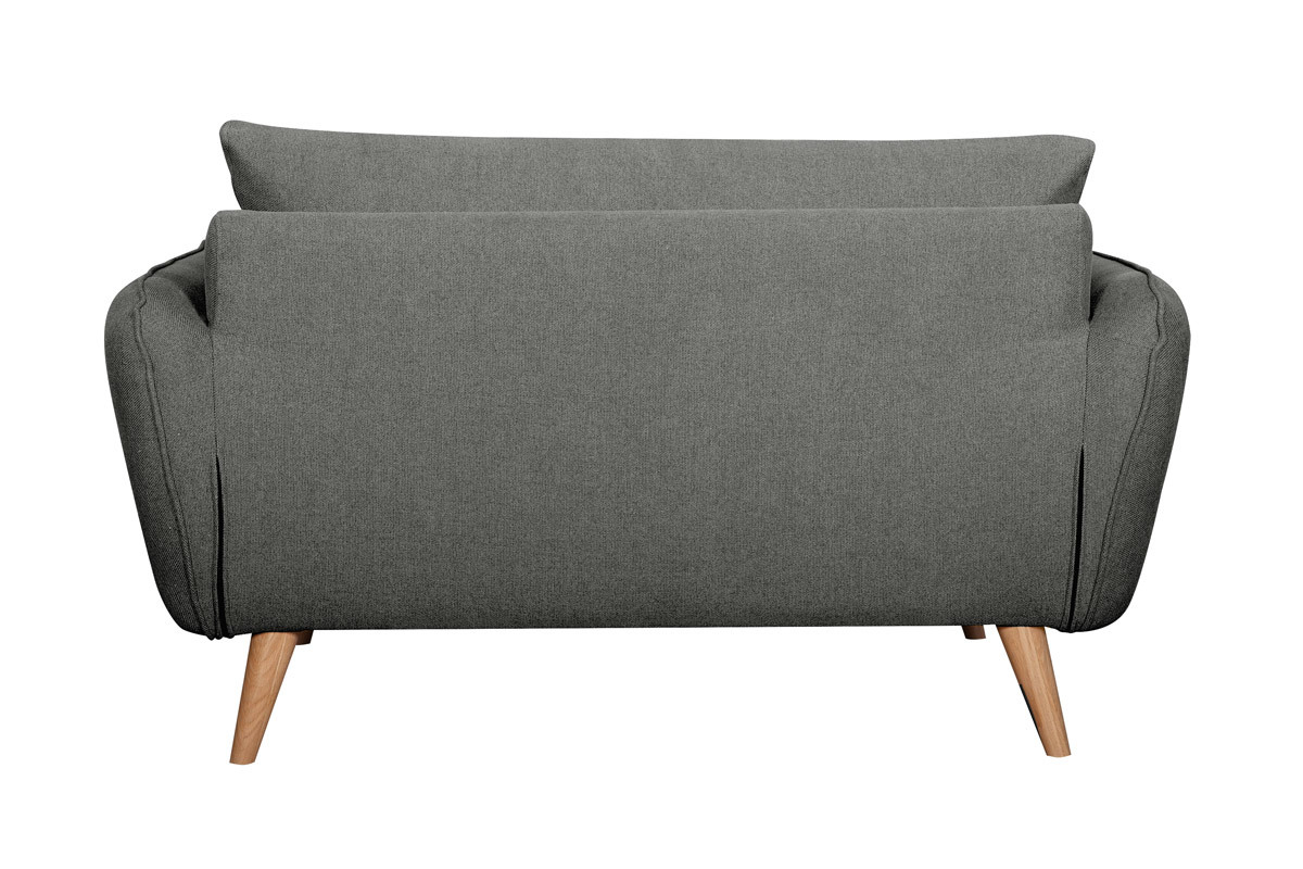 Canap scandinave 2 places en tissu gris anthracite et bois clair CREEP