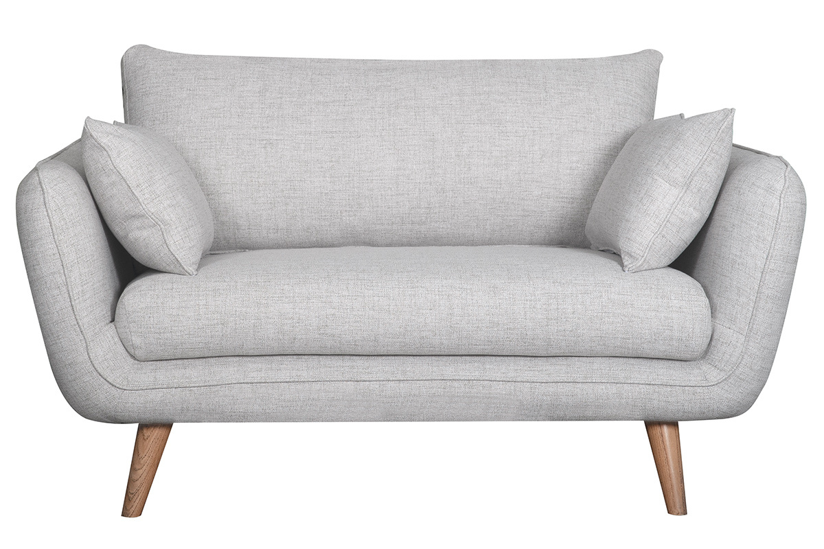 Canap scandinave 2 places en tissu gris clair chin et bois clair CREEP