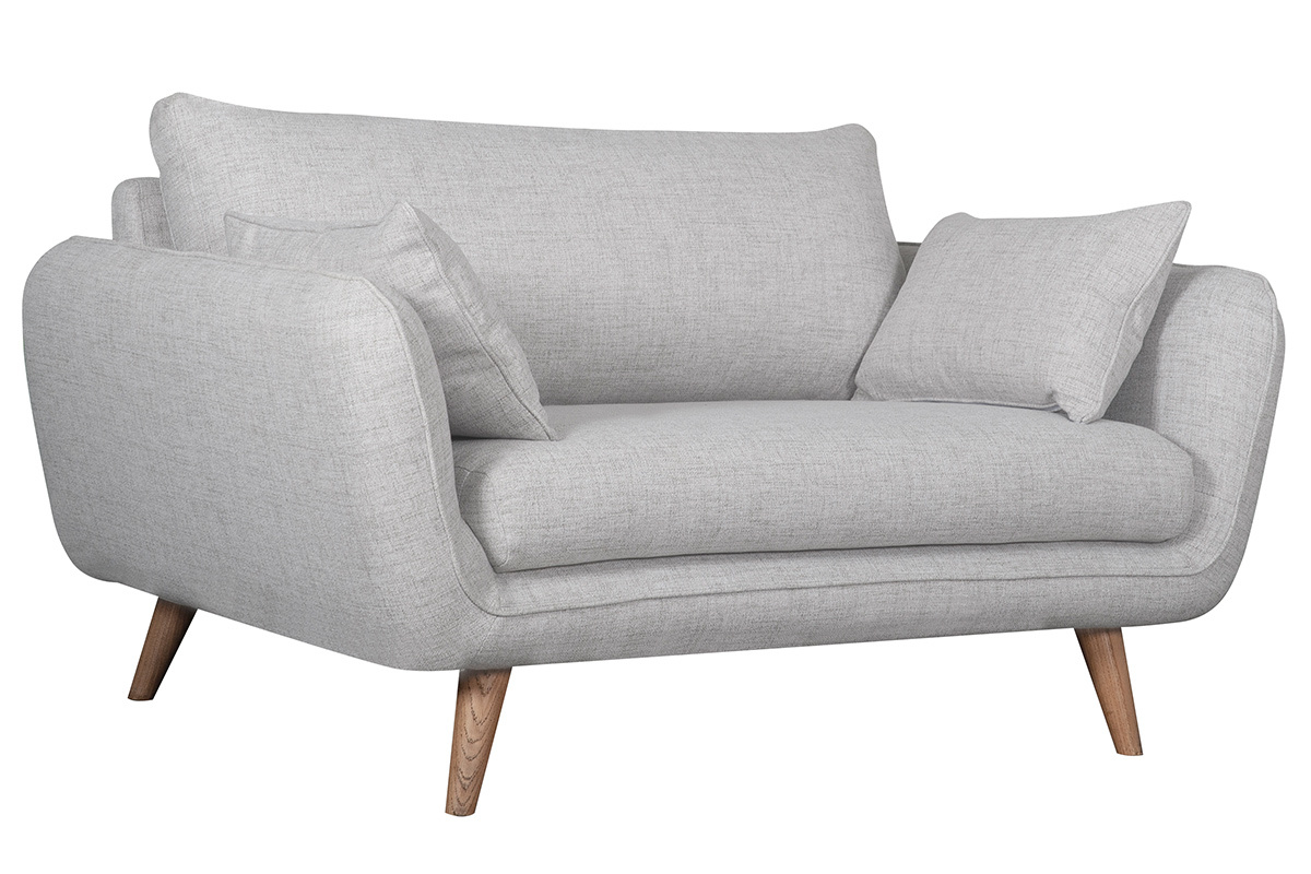 Canap scandinave 2 places en tissu gris clair chin et bois clair CREEP