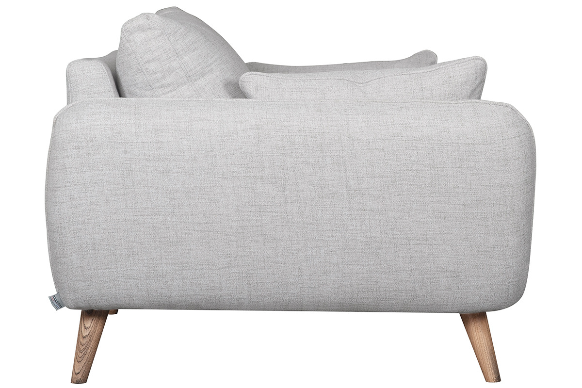 Canap scandinave 2 places en tissu gris clair chin et bois clair CREEP