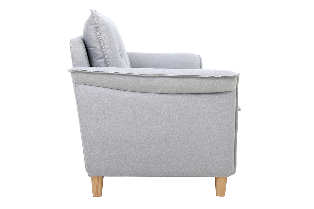 Canap scandinave 2 places en tissu gris clair et bois clair CLIFF