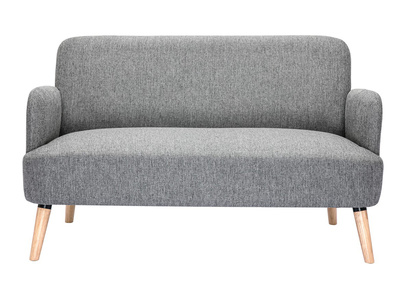 Canapé scandinave 2 places en tissu gris clair et bois clair ISKO
