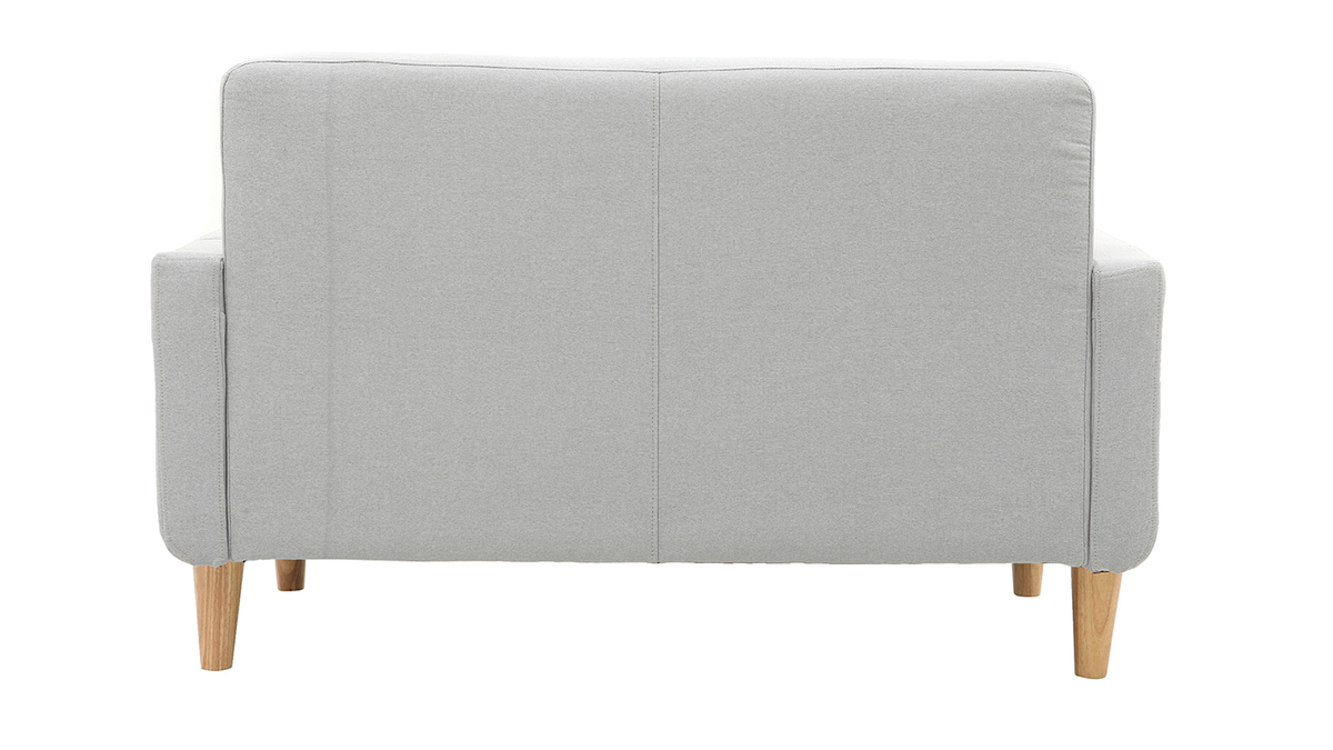 Canap scandinave 2 places en tissu gris clair et bois clair LUNA