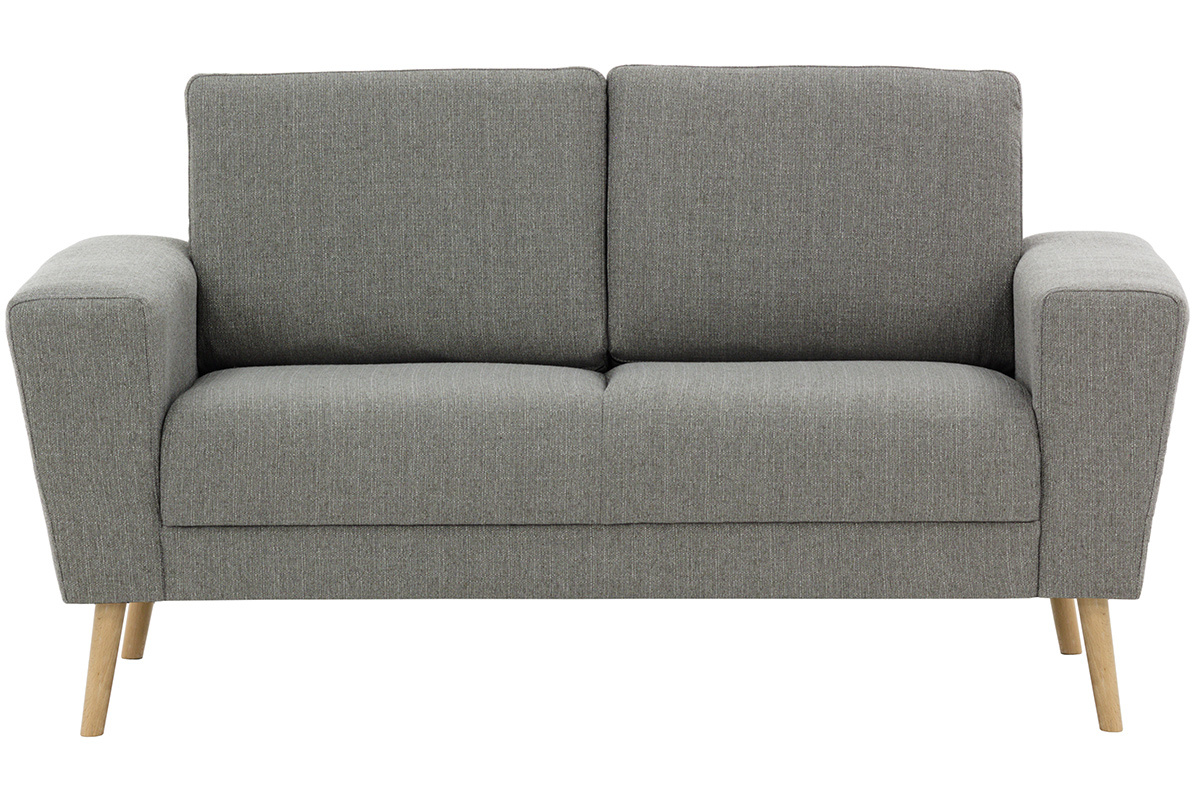 Canap� scandinave 2 places en tissu gris clair MOCAZ