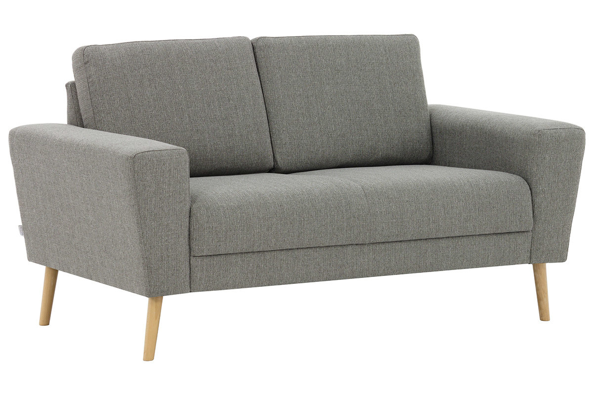 Canap� scandinave 2 places en tissu gris clair MOCAZ