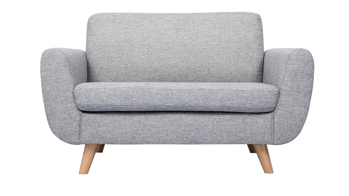 Canap scandinave 2 places en tissu gris et bois clair PURE