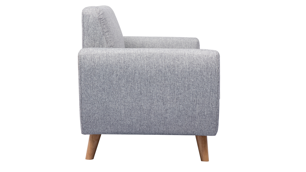 Canap scandinave 2 places en tissu gris et bois clair PURE