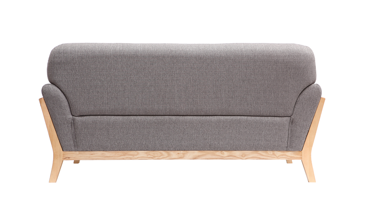 Canap scandinave 2 places en tissu gris et bois clair YOKO