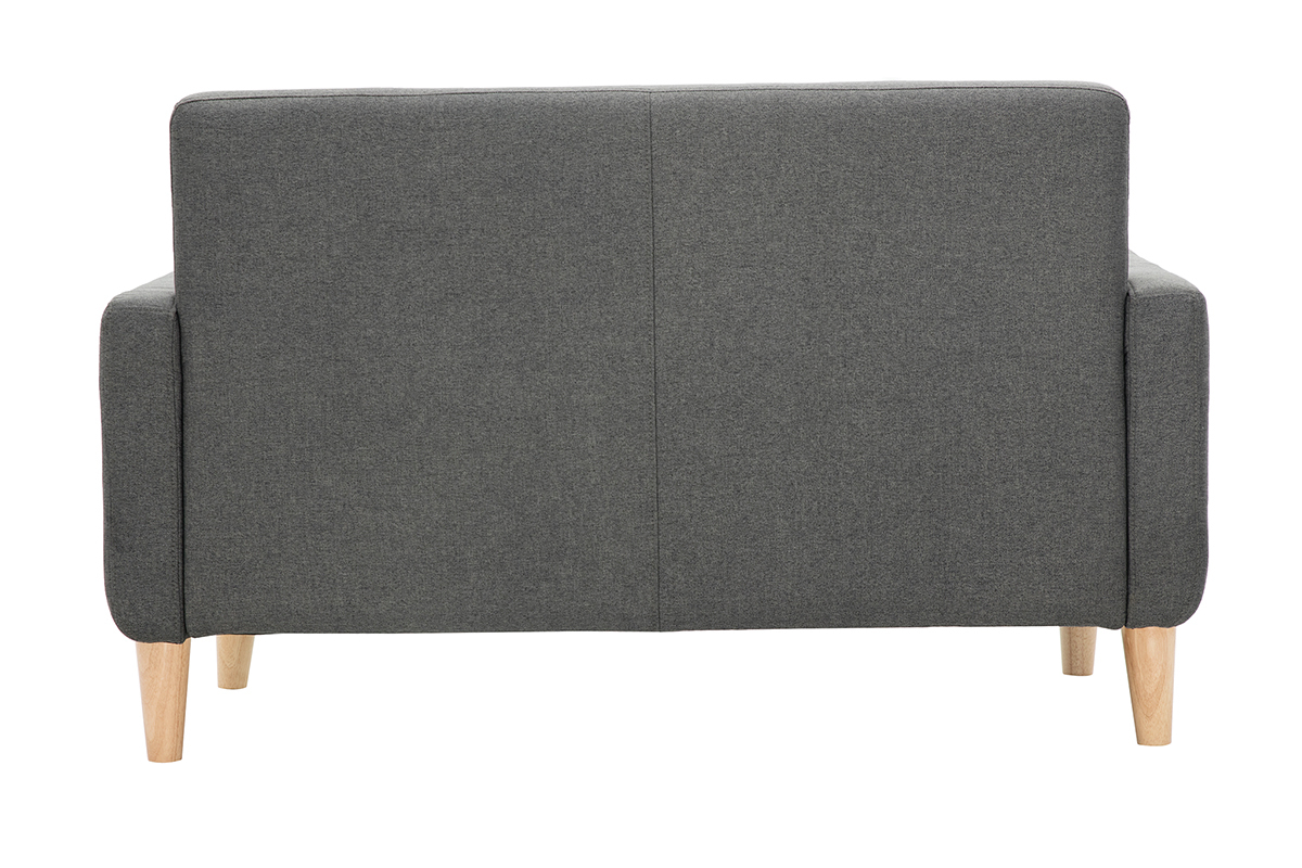 Canap scandinave 2 places en tissu gris fonc et bois clair LUNA