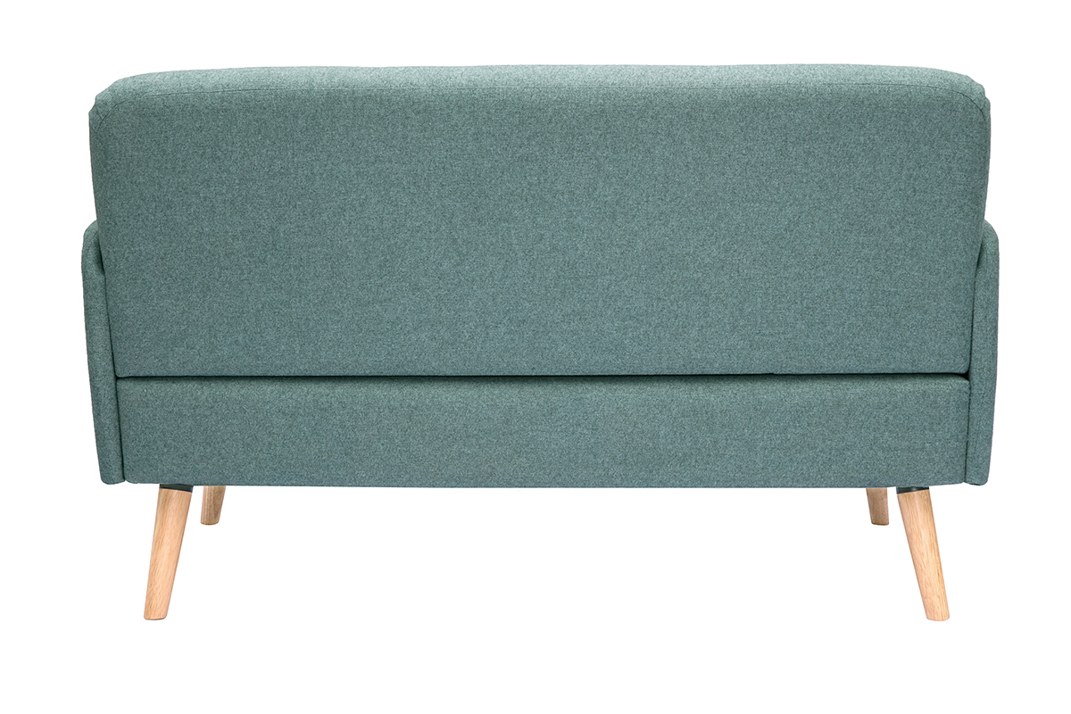 Canap scandinave 2 places en tissu vert de gris et bois clair ISKO