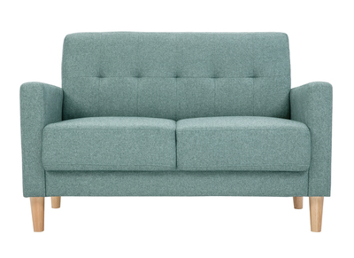Canapé scandinave 2 places en tissu vert de gris et bois clair MOON