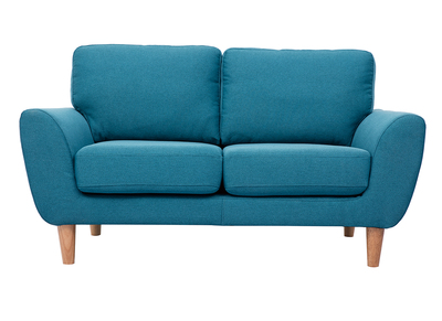 Canap&eacute; scandinave 2 places tissu bleu canard ALICE