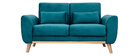 Canap&eacute; scandinave 2 places velours bleu p&eacute;trole EKTOR