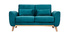 Canap&eacute; scandinave 2 places velours bleu p&eacute;trole EKTOR