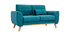 Canap&eacute; scandinave 2 places velours bleu p&eacute;trole EKTOR