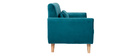 Canap&eacute; scandinave 2 places velours bleu p&eacute;trole EKTOR