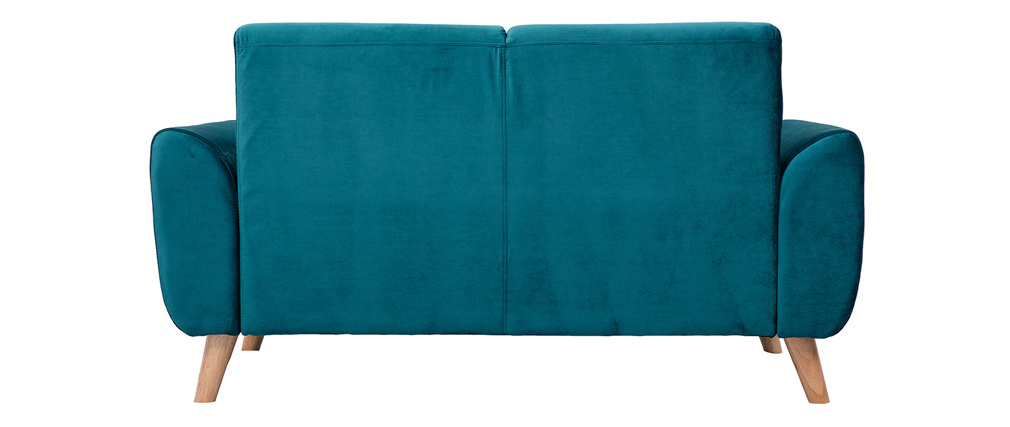 Canap� scandinave 2 places velours bleu p�trole EKTOR