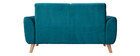 Canap&eacute; scandinave 2 places velours bleu p&eacute;trole EKTOR