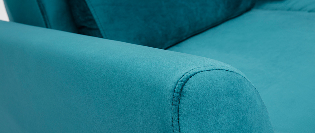 Canap� scandinave 2 places velours bleu p�trole EKTOR