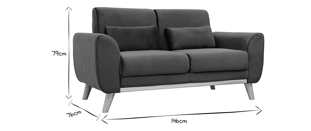 Canap� scandinave 2 places velours bleu p�trole EKTOR