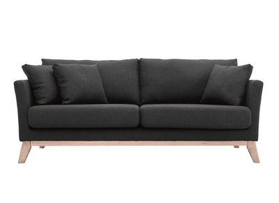 Canap&eacute; scandinave 3 places d&eacute;houssable gris fonc&eacute; et pieds bois OSLO