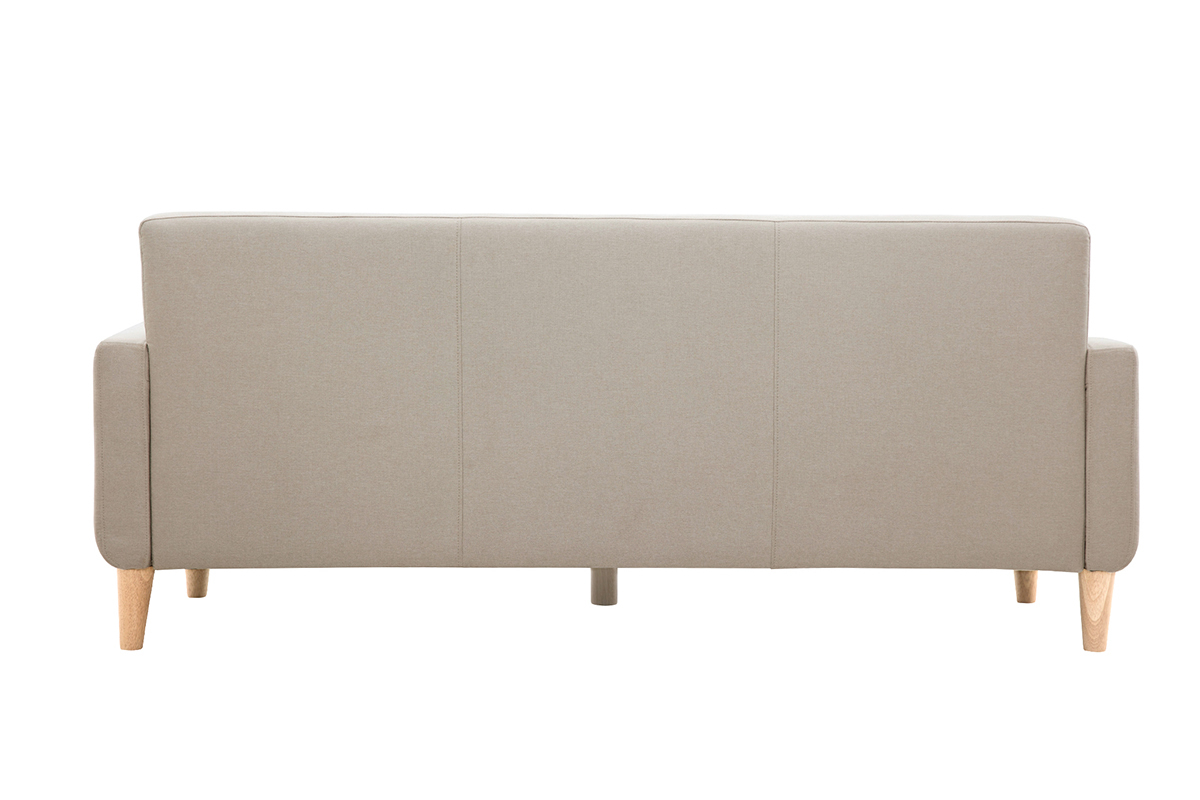 Canap scandinave 3 places en tissu beige et bois clair LUNA
