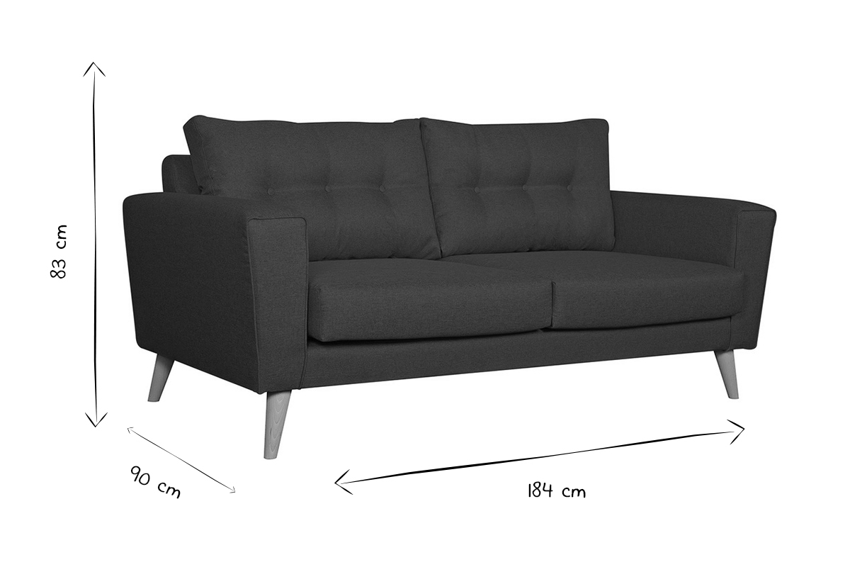 Canap scandinave 3 places en tissu bleu canard et bois clair BEAUBOURG