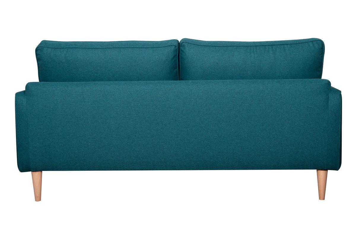 Canap scandinave 3 places en tissu bleu canard et bois clair PAPEL