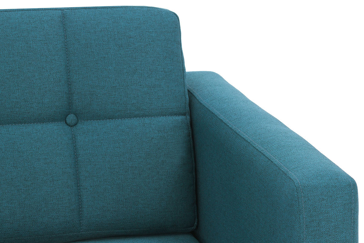 Canap� scandinave 3 places en tissu bleu canard et bois ELFE