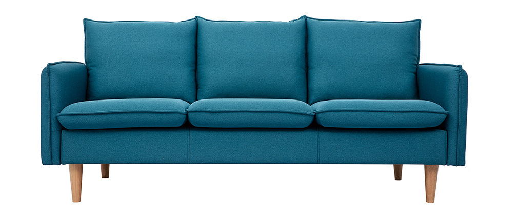 Canap� scandinave 3 places en tissu bleu canard HOLMS