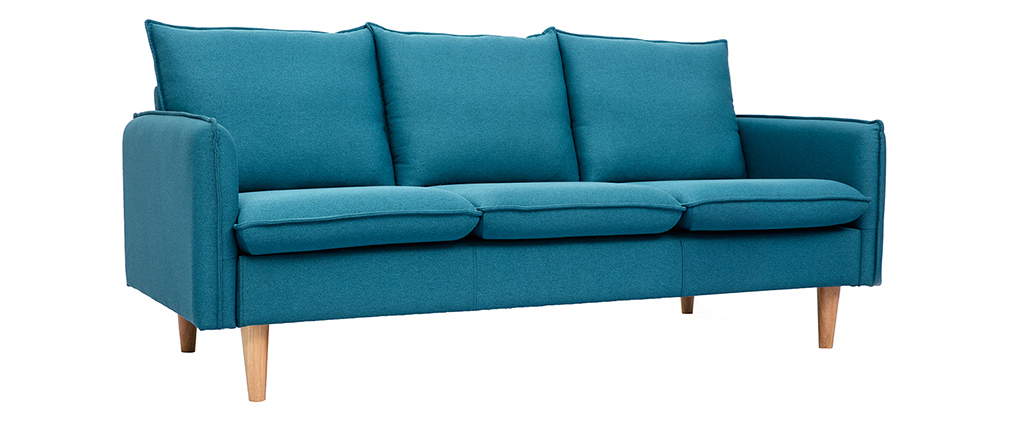 Canap� scandinave 3 places en tissu bleu canard HOLMS