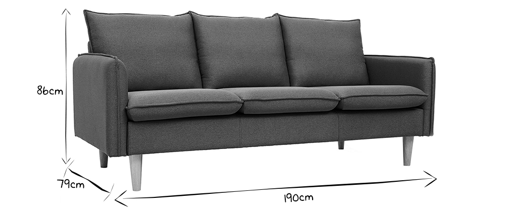 Canap� scandinave 3 places en tissu bleu canard HOLMS