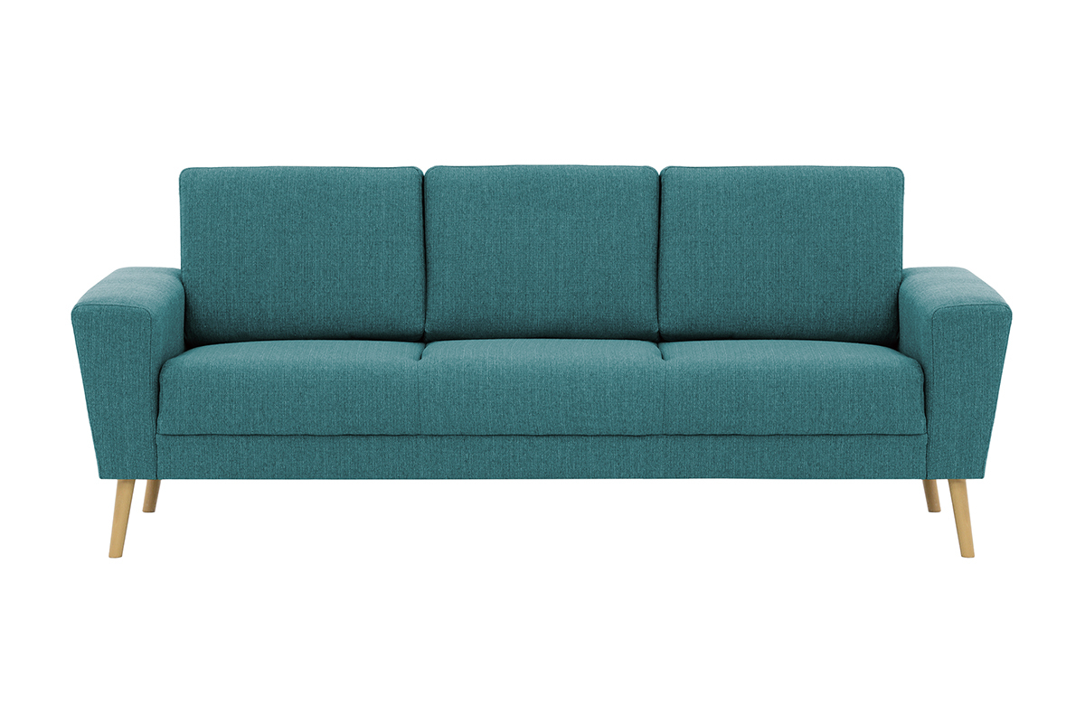 Canap� scandinave 3 places en tissu bleu canard MOCAZ
