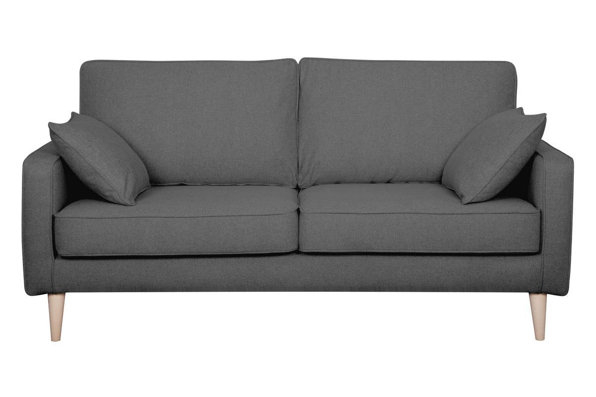 Canap scandinave 3 places en tissu gris anthracite et bois clair PAPEL
