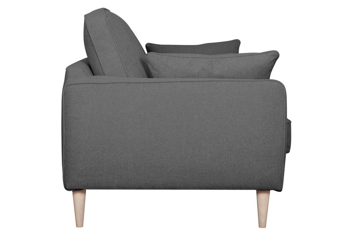 Canap scandinave 3 places en tissu gris anthracite et bois clair PAPEL
