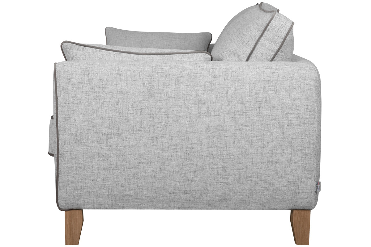 Canap scandinave 3 places en tissu gris chin et bois clair HARRISON