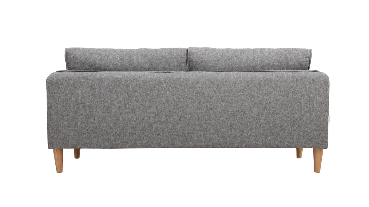 Canap scandinave 3 places en tissu gris clair et bois clair KURT