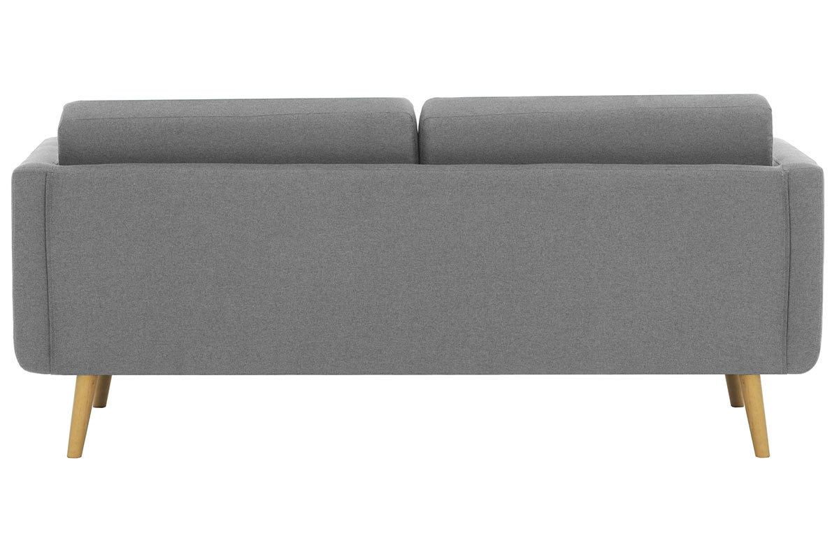 Canap� scandinave 3 places en tissu gris clair et bois ELFE