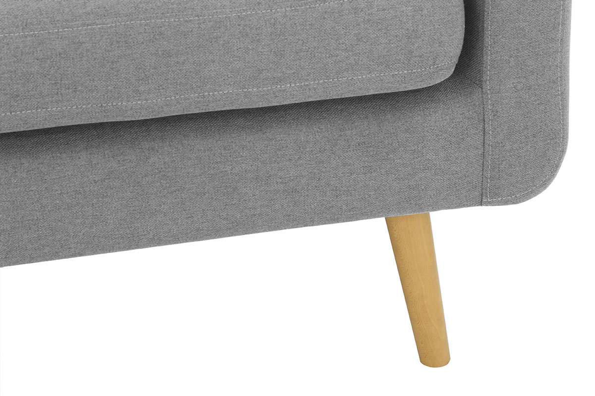 Canap� scandinave 3 places en tissu gris clair et bois ELFE