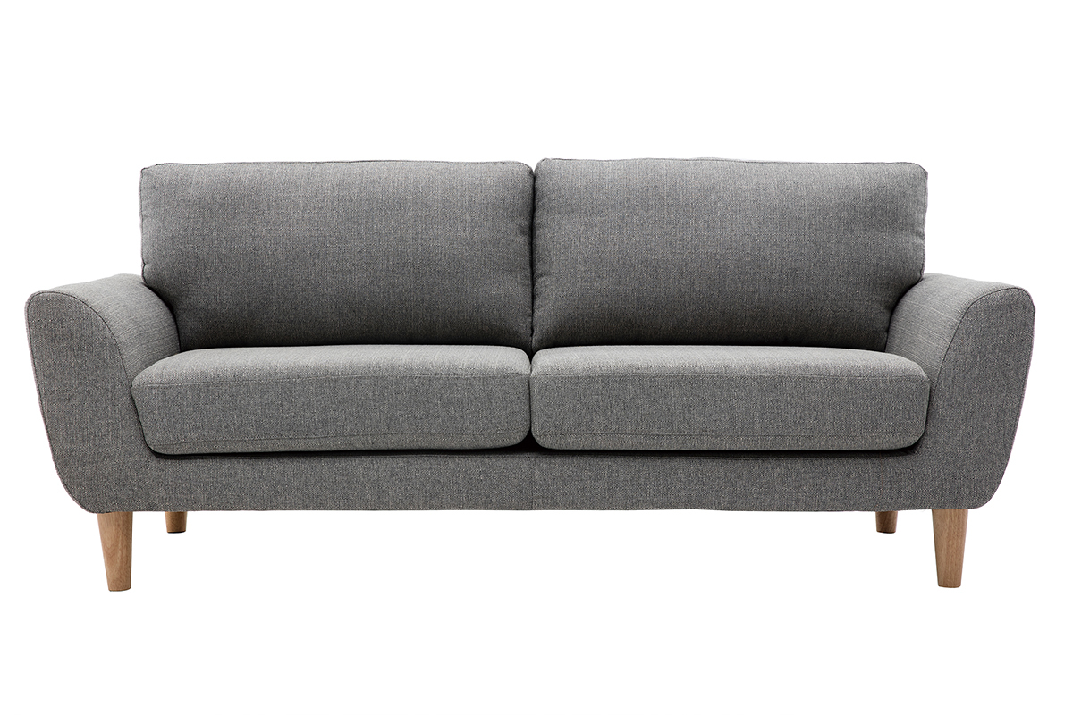 Canap scandinave 3 places en tissu gris et bois clair ALICE