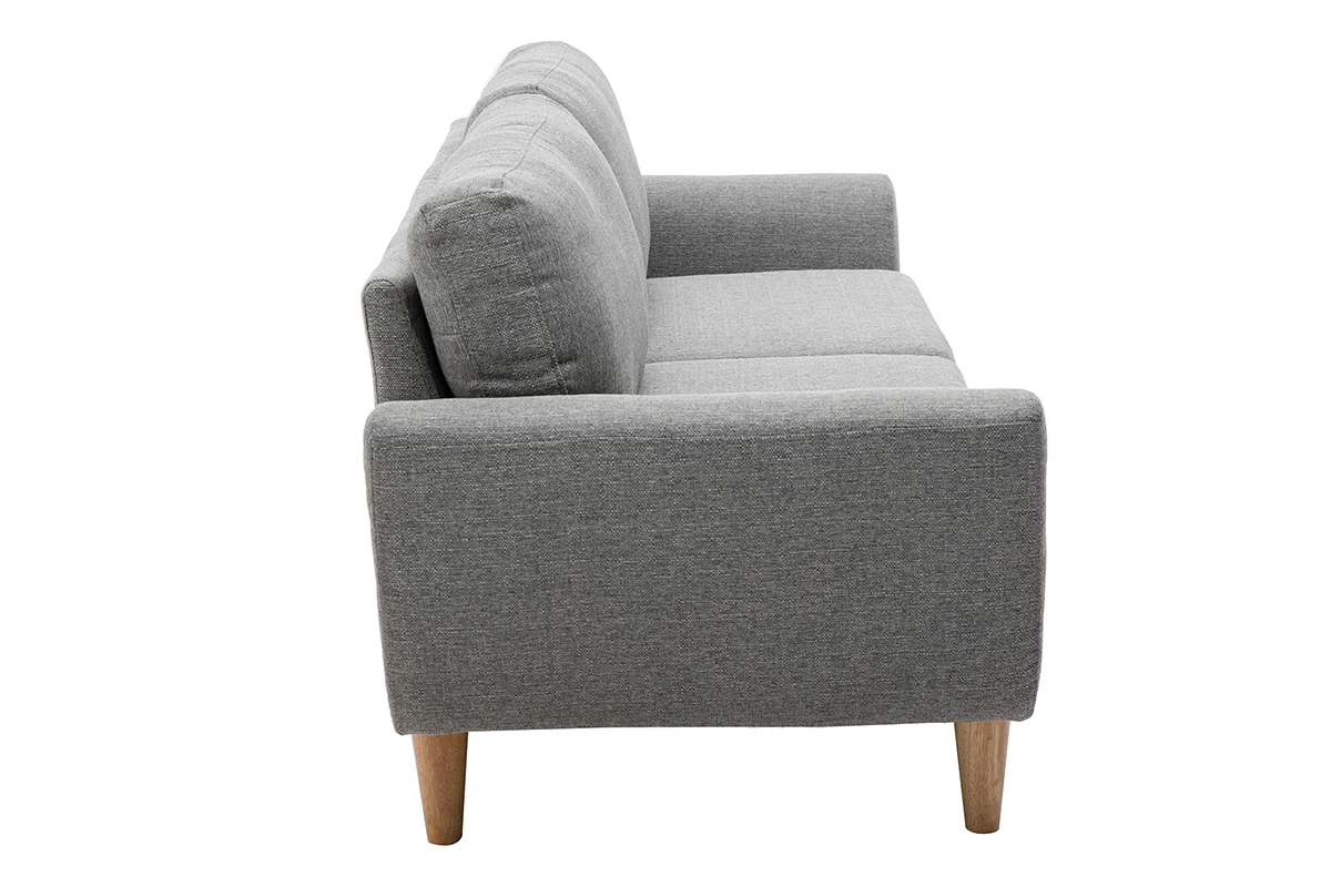 Canap scandinave 3 places en tissu gris et bois clair ALICE