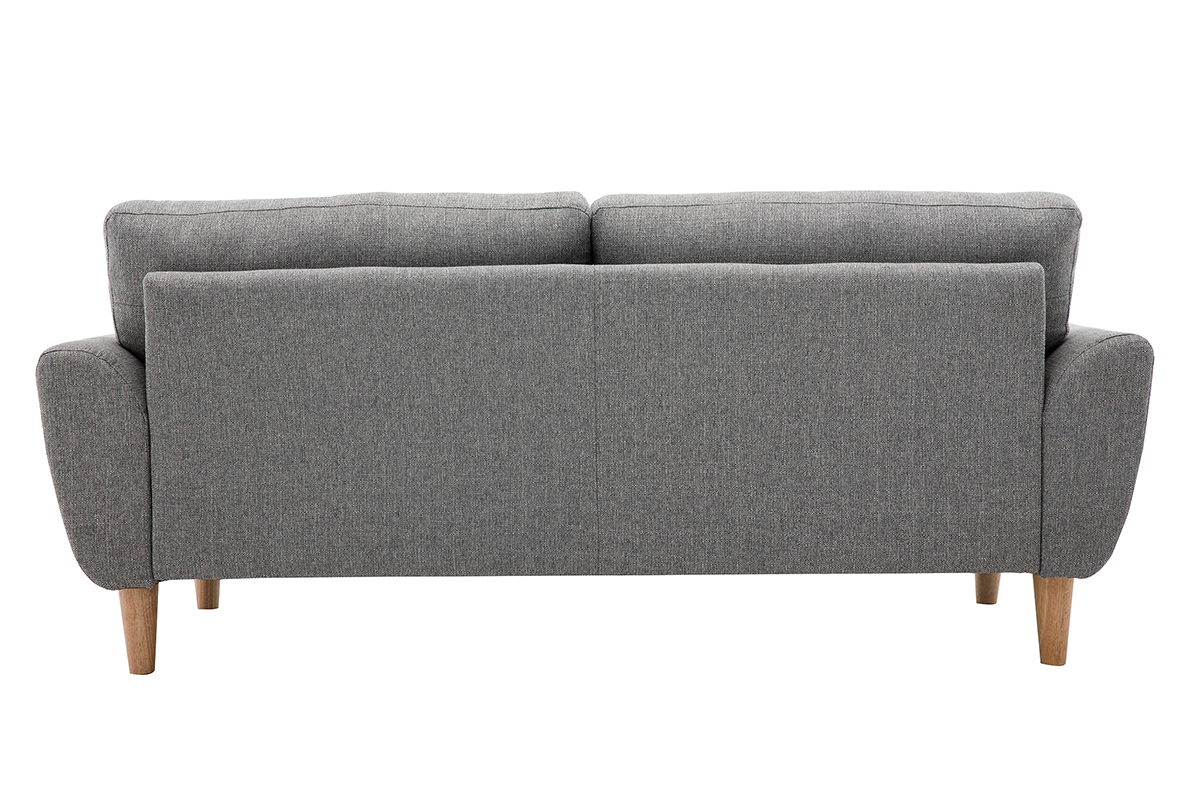 Canap scandinave 3 places en tissu gris et bois clair ALICE