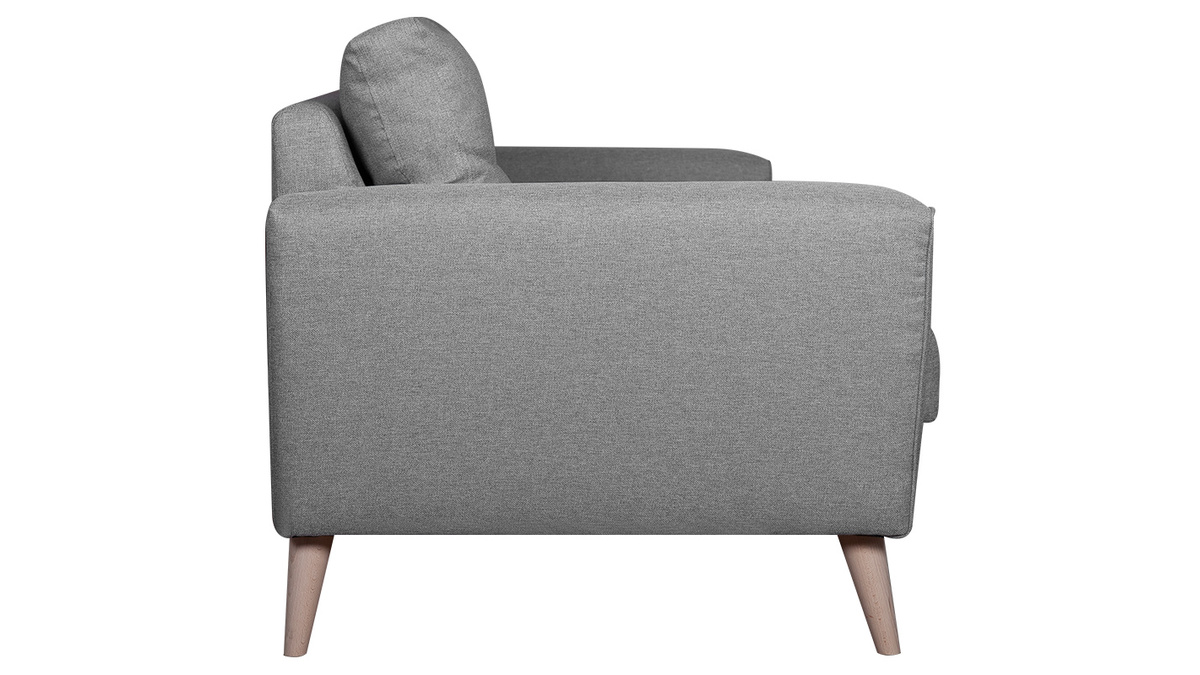 Canap scandinave 3 places en tissu gris et bois clair BEAUBOURG