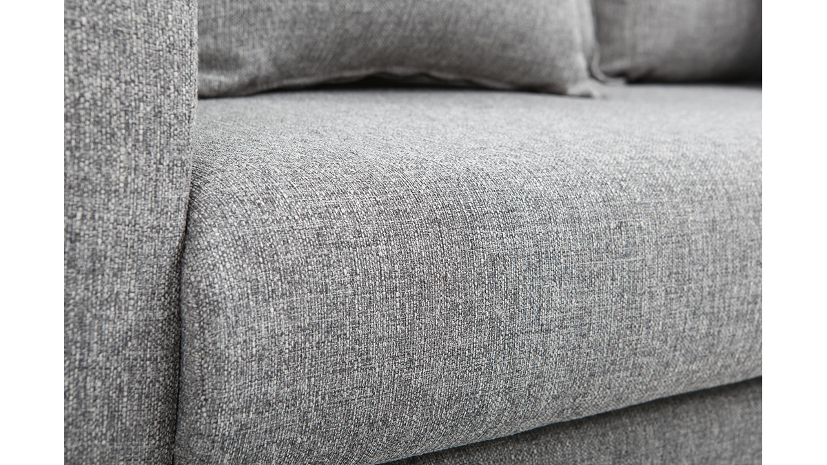 Canap scandinave 3 places en tissu gris et bois clair KATE