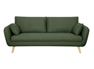 Canapé scandinave 3 places en tissu vert kaki et bois clair CREEP